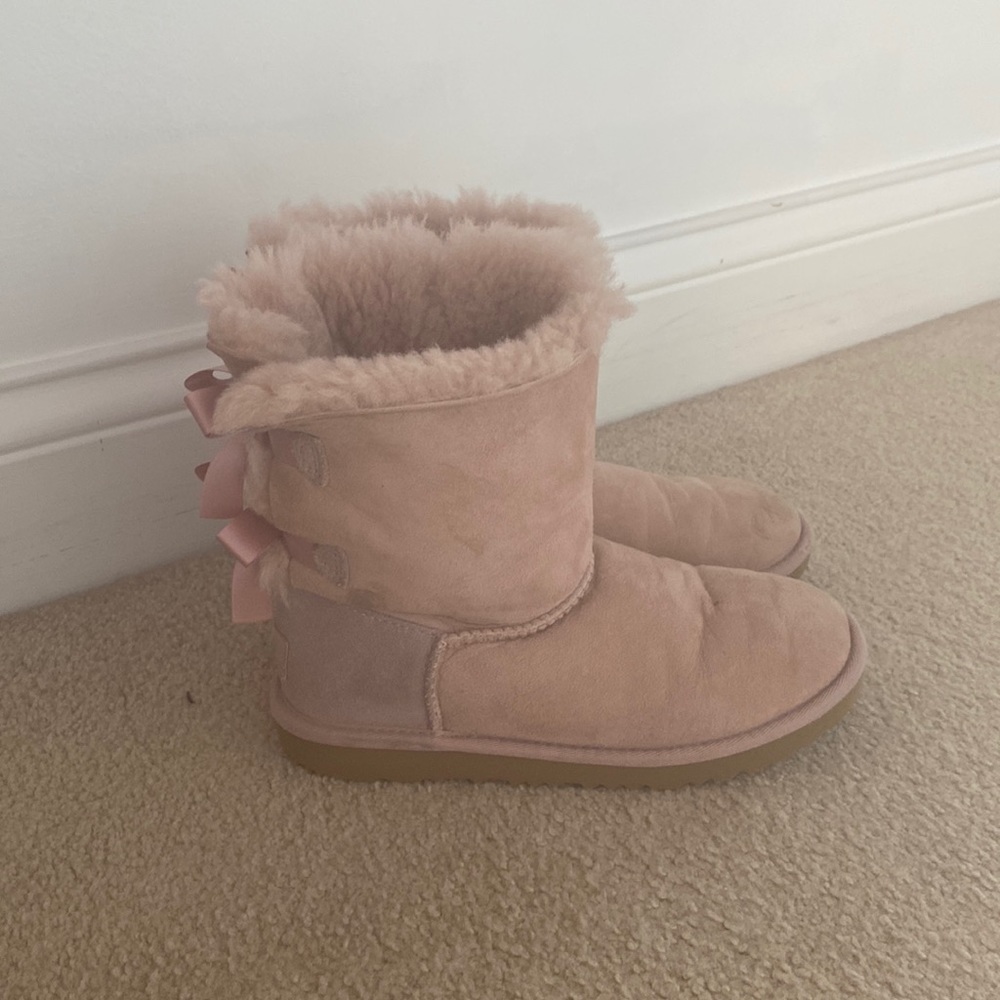 UGG Bailey suede bow boots pink